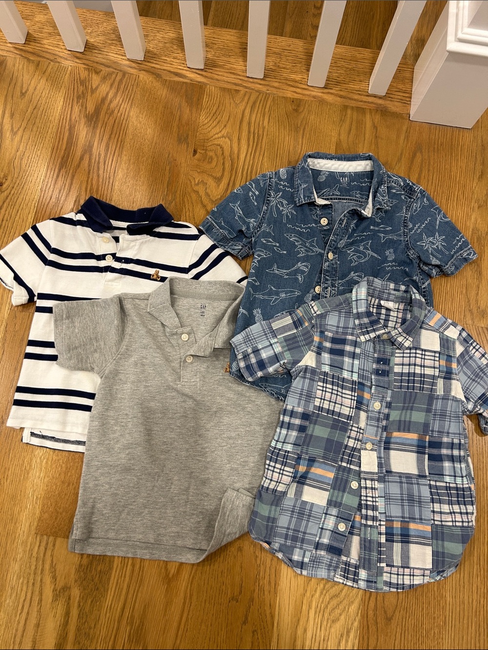 GAP Boys Polo & Button-Up Shirt Set — Navy, Gray, Blue